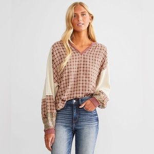 Miss Me Plaid Patchwork Top